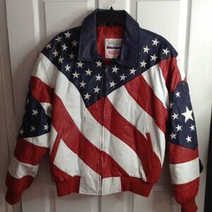 VTG Michael Hoban R/W/B "M" Leather Bomber Jacket. Club/Street fashion, Patriot